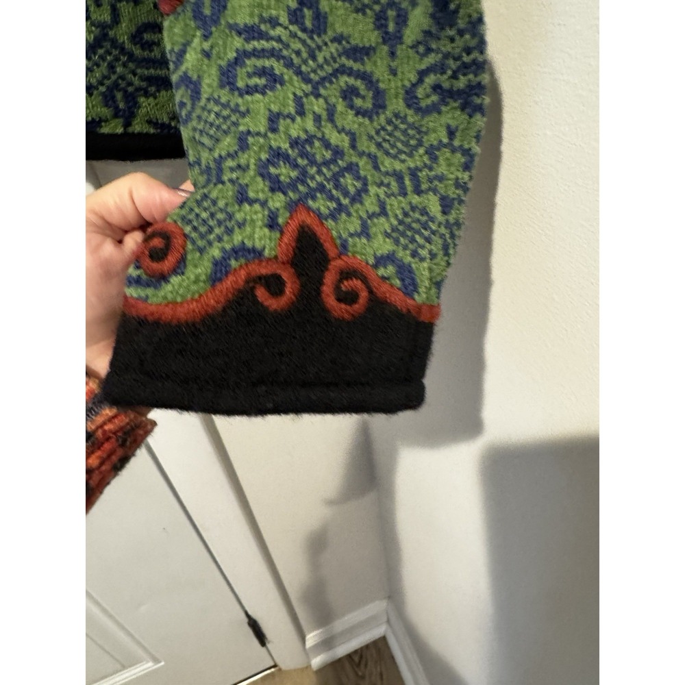 Vintage Vrikke Wool Nordic‎ Knit Jacket Cardigan Women's S Green Sz S Folk Style - Picture 10 of 14